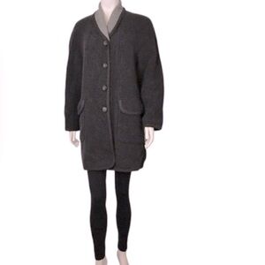 Essential Virgen Wool Cashmere Black Long Coat  Size 38